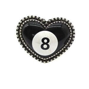Heart 8 Ball Adjustable Cuff Ring | Statement Cocktail Ring